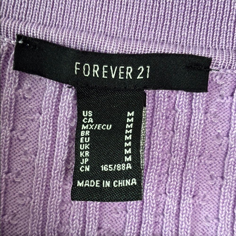 Lavender Ribbed Button Down Cropped Knit Blouse Shirt by Forever 21 - Picture 2 of 8